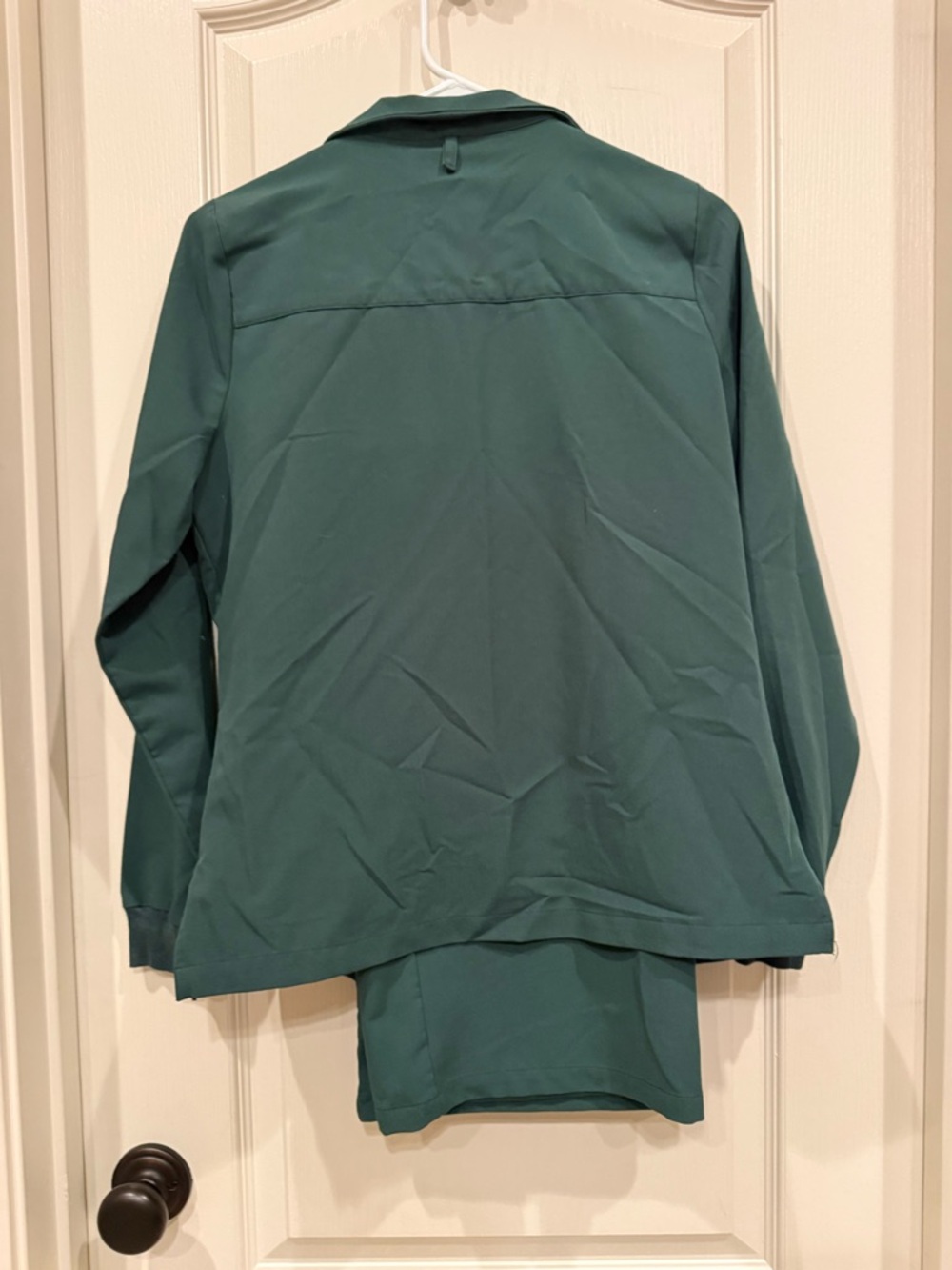 Forest Green scrub jacket and wide leg pants